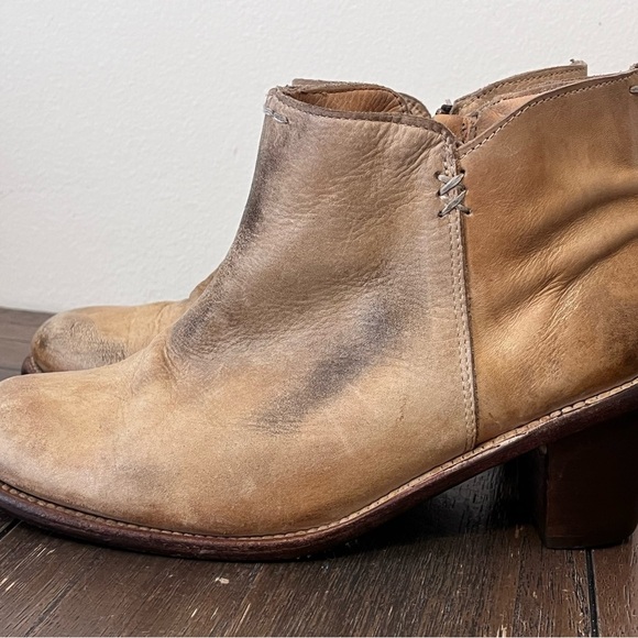 BED|STU Tan Leather Ankle Booties with Chunky Heel Womens size 8.5 - Picture 10 of 13